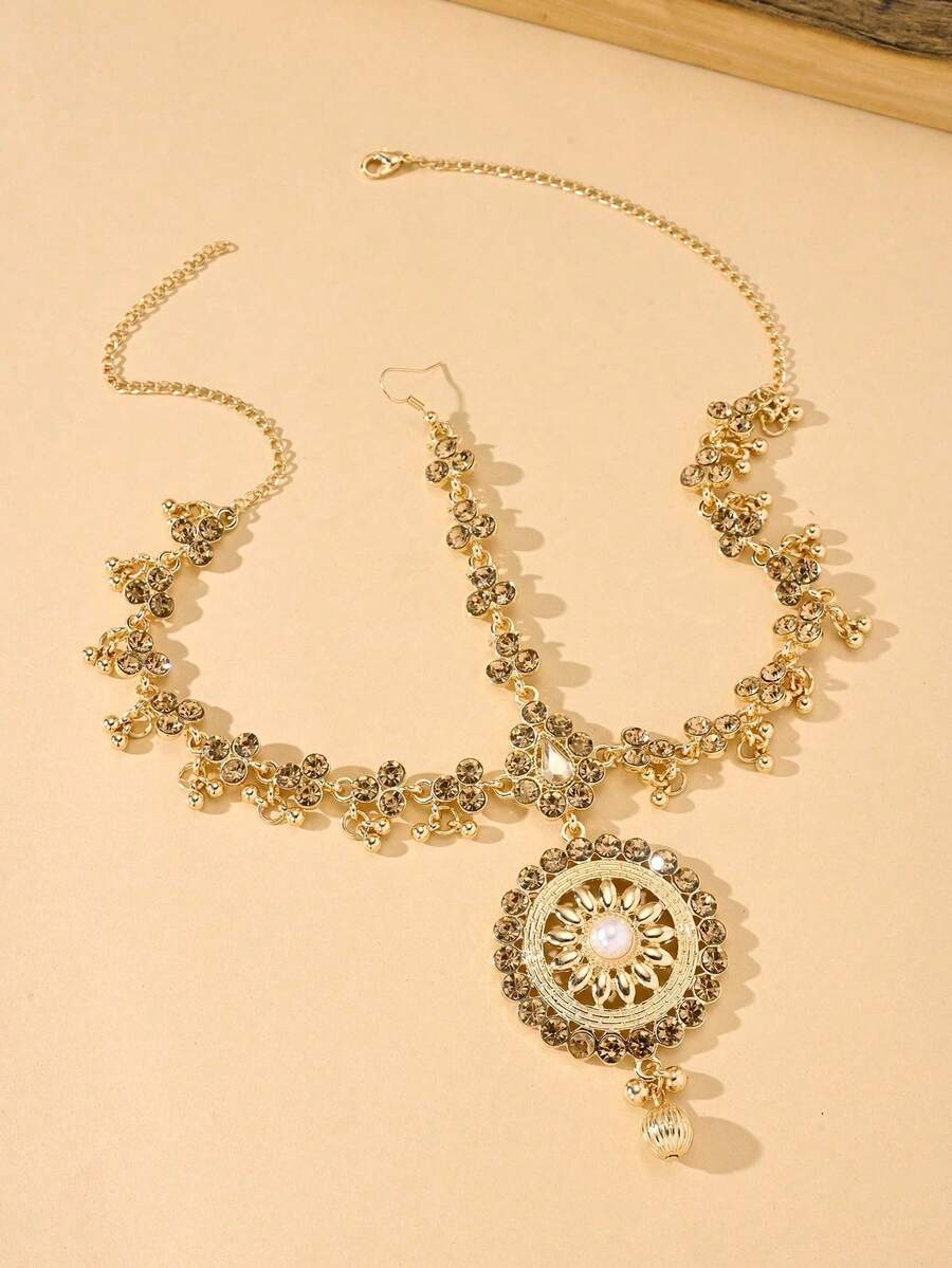 Exquisite Rhinestone Hair Chain, Bohemian Style Pendant Headpiece Chain, Suitable For Women's Wedding, Party Or Banquet Wear, Wedding Accessory Jewelry - Pendant Type - View 1