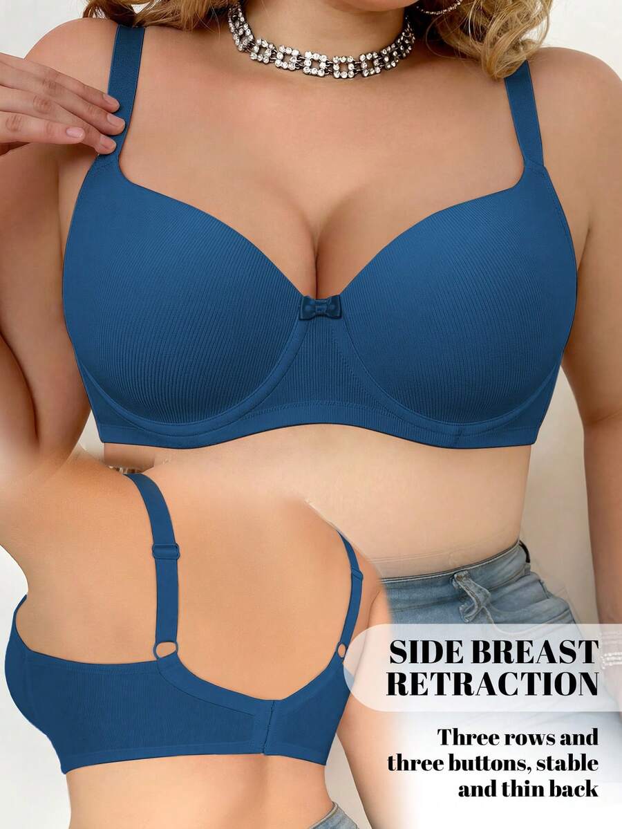mimilemon Women's Plus Size Underwire Bra, Push-Up Comfortable Lingerie - Blue - View 1
