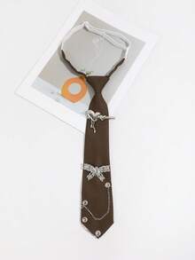 1 pieza Collar casual de moda para mujer con decoración de cadena en forma de corazón/mariposa sin nudo, adecuado para campus, actuaciones, accesorio de atuendo para sesión de fotos - Multicolor - Ver 5