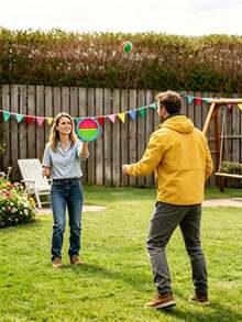 6/3/1er Set Klettball Interaktives Sportset, langanhaltend hochbelastbarer Kunststoff Schläger Ball, Innen-/Außenbereich Garten Strand Camping Familienfeier Aktivität, Neujahr Valentinstag Muttertag Vatertag Abschluss Geschenk - Mehrfarbig - Übersicht 5