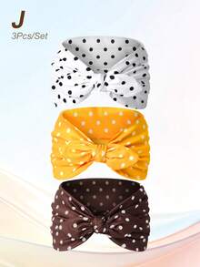 3 pièces Bandeau ultra large à pois et nœud, accessoire de cheveux élégant et décontracté pour femme - Multicolore - Voir 9
