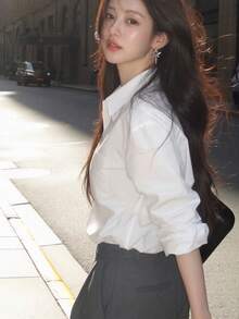 Women's White Shirt New Design Niche Luxury High-End Loose Slouchy Blouse - White - View 2