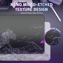 ATTACK SHARK CM05SE Glass Gaming Mouse Pad, Nano-Etched Texture, Smooth Glass Surface, High Precision, Fast Movement, Scratch-Resistant, PU Leather Anti-Slip Base, Small (410*310mm) - View 4