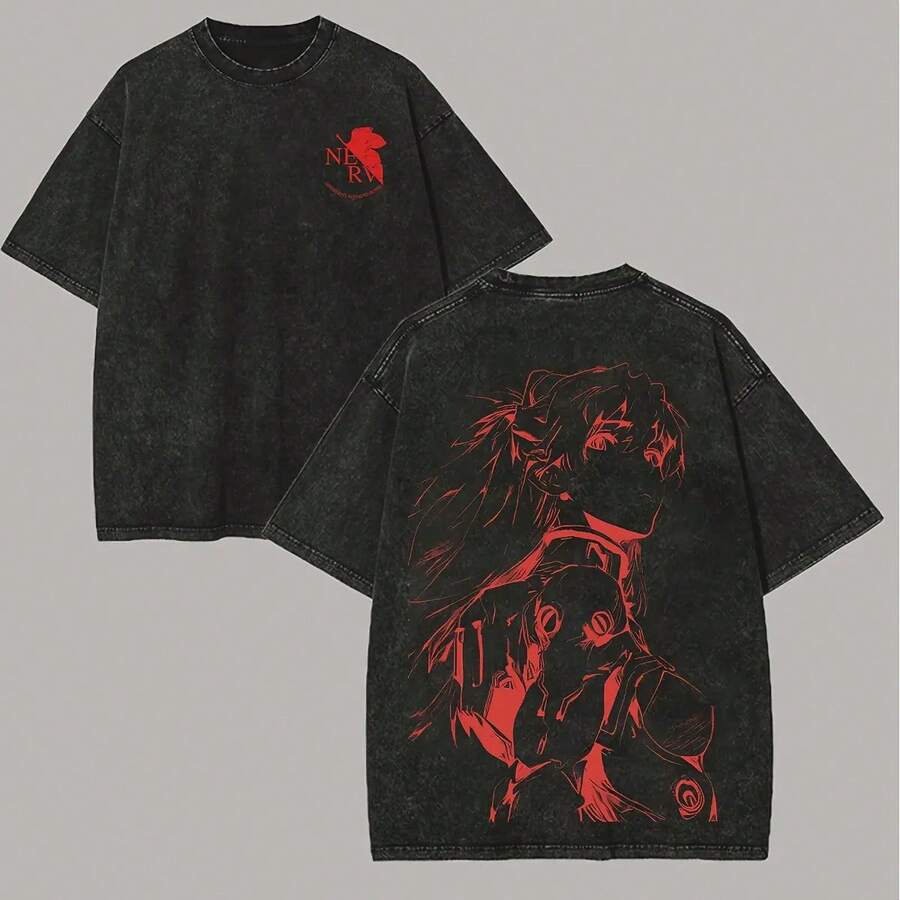 Camiseta de manga corta casual con cuello redondo y estampado de para hombre - Estilo vintage, desgastada, festiva, unisex, regalo para el Día del Padre - Negro - Ver 1