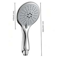 4.72 Inch Large Panel High-Pressure Hand-Held Shower Head Kit Five Spray Modes Water-Saving Spray, 59.06 Inch Explosion-Proof Stainless Steel Hose And Non Punching Self-Adhesive Shower Rack Kit, Shower Accessories Replacement In Bathroom - Racket-shaped Shower Head - View 5