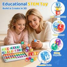 40pcs Travel Magnetic Number & Letter Blocks, Magnetic Building Blocks, DIY Stacking Toy, STEM Learning Construction Set With Storage Box, Number & English Theme, Portable Assembly Toy, Parent-Child Interaction, Random Color - Multicolor - View 2