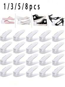 1/3/5/8PCS Shoe Rack, Shoe Slot Storage Rack, Adjustable Shoe Rack, Space-Saving, Double-Layer Shoe Rack, Shoe Cabinet Storage Rack, Sturdy Support For High Heels And Sneakers, Create A Neat And Fashionable Shoe Cabinet, Stackable Shoe Boxes, Shoe Box Stacking Rack, Shoe Rack Storage Rack, Space-Saving Shoe Rack, Shoe Cabinet, Shoe Cabinet - Multicolor - View 1