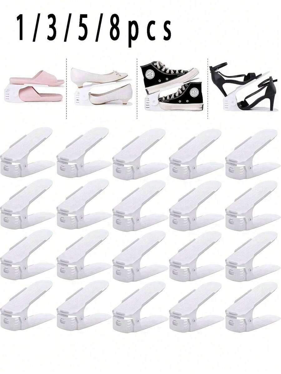 1/3/5/8PCS Shoe Rack, Shoe Slot Storage Rack, Adjustable Shoe Rack, Space-Saving, Double-Layer Shoe Rack, Shoe Cabinet Storage Rack, Sturdy Support For High Heels And Sneakers, Create A Neat And Fashionable Shoe Cabinet, Stackable Shoe Boxes, Shoe Box Stacking Rack, Shoe Rack Storage Rack, Space-Saving Shoe Rack, Shoe Cabinet, Shoe Cabinet - Multicolor - View 1