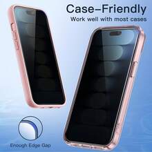 3pcs 28° Privacy Anti-Peeping Tempered Glass Screen Protector Compatible With IPhone 17 Pro Max/17 Air/16 Pro Max/16 Plus/15 Pro Max/15 Plus/14 Pro Max/14 Plus/13 Pro Max/13/12 Pro Max/12/11 Pro Max/11/XS Max/XR/XS/X/8 Plus/8/7 Plus/7 Series Full Screen - Black - View 5