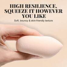 BS-MALL Enjoy Makeup Application Ultra Soft 2pcs Nude Makeup Sponges With Dust-Proof Breathable Transparent Egg Shell Packaging Black Velvet Drawstring Bag Premium Portable Travel Set - Apricot - View 3
