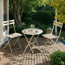3pcs Folding Bistro Furniture Set For Outdoor Use, Including Table And Chairs For Garden And Balcony - Black - View 4