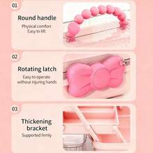 1pc Sweet 3-Compartment Ring Storage Box, Suitable For Hair Accessories, Jewelry, Cosmetics, Etc., Ideal For Living Room, Bedroom, Hair Clips And Cosmetics Storage, Valentine's Day Gift - Multicolor - View 4
