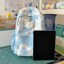 LECEY Mochila de gran capacidad para estudiantes de secundaria, preparatoria y universidad para mujeres - Azul - Ver 7