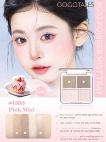 GOGO TALES Meow 4-Color Contour Palette, Matte Shades, Suitable For Cheek Contouring, Nose Shadowing And Facial Shading, Creates Highlighting Effect, All-In-One Contour And Highlighter Palette, Suitable For Beginners, GOGOTALES - #G03 Pink Mist - View 6