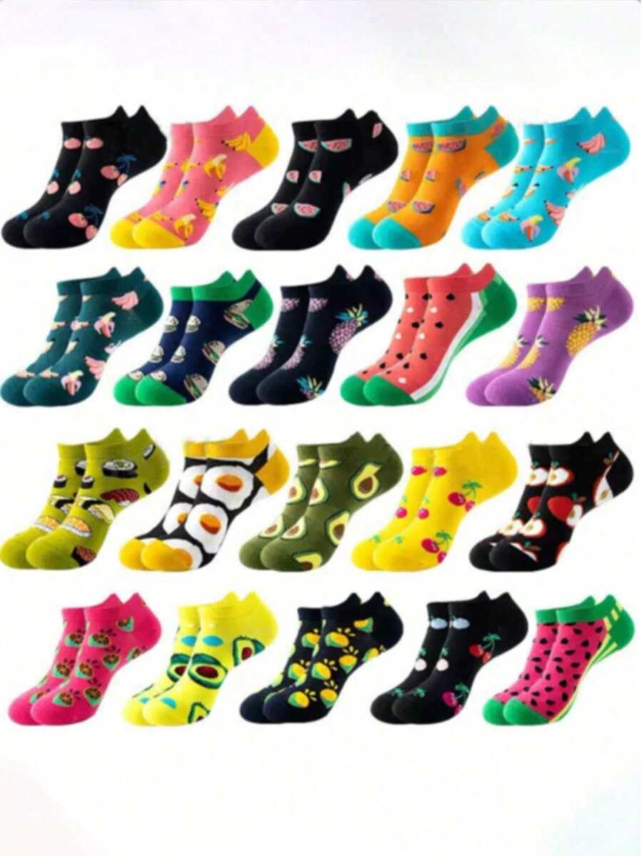 5 Pairs/10 Pairs Men's Fashionable Fruit Pattern Socks - Multicolor - View 1