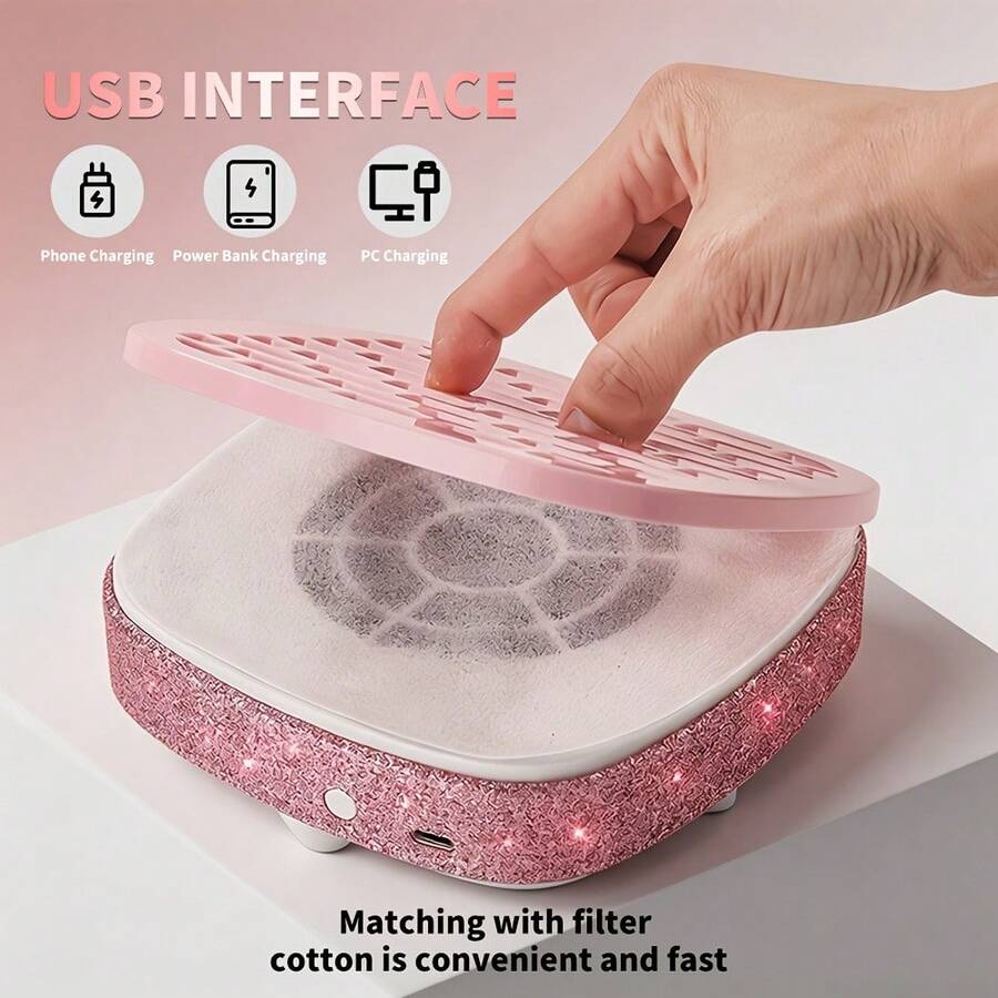 Professional Nail Dust Collector, Compact Vacuum Fan Dust Collector With Reusable Filter, Powerful Vacuum Fan, Low Noise, Strong Suction Nail & Pedicure Tool, USB Powered, Holiday Gift