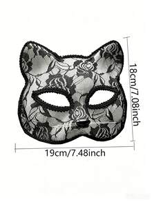 1pc Fox Mask Halloween Cosplay Cat Face Lace Mysterious Cat Eye Half Face Mask Sexy Photo Prop - View 3