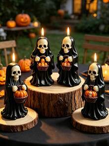 1 pièce Moule à bougie en silicone en forme de citrouille et de crâne d'Halloween, moule en résine de plâtre pour l'aromathérapie en forme de crâne d'Halloween, outil DIY fait main flexible, facile à démouler et réutilisable, décoration de bureau et de maison, cadeau fait main pour Halloween, Thanksgiving, Noël et la saison des récoltes - A - Voir 7