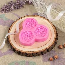 1pc 3-Hole Peony Shaped Silicone Mold, Used For Shooting Decorative Props, Handmade Crafts, Gypsum, Holiday Candle Decorations, With Simple Demolding And Reusable Silicone Molds. - Pink - View 5
