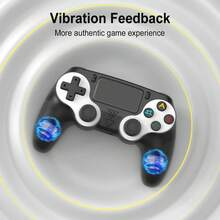 P4 無線遊戲控制器，相容於 PS 4/PS 4 Slim/PS 4 Pro/PC，600mAh 電池長效使用，雙震動功能，附揚聲器、6 軸陀螺儀、耳機插孔、觸控板 - 查看 5