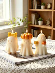Pumpkin Ghost Candle Silicone Mold, Suitable For Candle Making, Especially For Scented Candles, Halloween Decor, Plaster Craft Molds, Pumpkin-Shaped Ghost Candles, Bow Ghost Candles And Holiday Decoration Molds - Ghost Mold - View 3