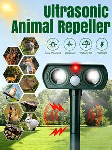 ENSSU Pengusir Hewan Bertenaga Surya, Pengusir Kucing dan Rusa Ultrasonik untuk Luar Ruangan dengan Sensor Gerak dan Lampu Berkedip, Tahan Air, Pengusir Kelinci, Tupai, dan Rakun untuk Halaman dan Taman. - MultiWarna - View 11