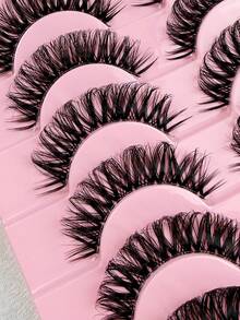 10 Pairs Cross Fluffy Mink Lashes 3D Volume Fake Eyelashes Dramatic Messy Lashes Wispy Long Foxy Eye Lifting Look Eyelash To Lengthen And Volumize The Outer Corner Of Your Eye Beauty Makeup - Black - View 6