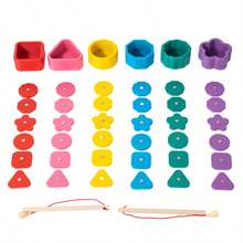 1 Set Fishing Shape Matching Box, Colorful Geometric Wooden Blocks, Children's Shape And Color Recognition, Early Education Cognitive Color And Shape Educational Toy - Multicolor - View 9