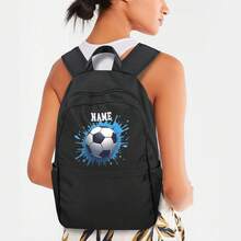 Custom Name Sports Backpack Boys Teens, Soccer Basketball Football Print Light Bookbag, Athletic Rucksack Gift For High School College Travel Gym - Style 05 - View 4