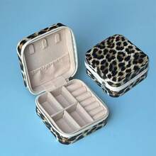 1pc Leopard Print Jewelry Box, Portable, Can Store Accessories, Small & Exquisite, Good For Earrings, Rings, Necklaces, Also Suitable As Travel Accessory, Great For Party Photos And Holidays - Jewelry Box - View 6