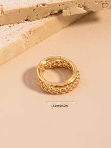 1 Set Anello Minimalista Dorato Elegante Personalizzato con Linea a Cuore, Regalo per Vacanze al Mare e Festività - Dorato - Visualizzare 8