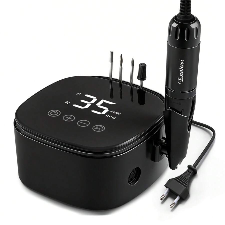35000 RPM Professional Electric Nail Drill With Bit Holders, Touch-Button Operation, For Manicure Trimming & Gel Removal, Suitable For Nail Salon And Home Use - 黑色 - 查看 1