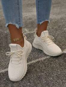 Retro Mesh Sneakers For Men & Women. Low-Top Lace-Up With Ankle Support, Non-Slip EVA Sole, Lightweight For Sports & All-Season Wear - 卡其色 - 查看 6