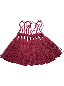 20/50/100pcs 13cm/5inch Silk Thread Bookmarks With Tassels, 2inch Rope Loop And Small Chinese Knot, Suitable For Jewelry Making, Souvenirs, Bookmarks, DIY Craft Accessories - 13cm Wine Red - View 4