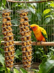 2pcs/Set Mangkuk Makanan Burung Stainless Steel, Cangkir Makan untuk Burung Beo Kecil dan Sedang, Burung Lovebird, Sun Conure Kecil, Aksesori Dekorasi Gantung Sangkar Burung, Tempat Makan Burung Peliharaan, Halloween, Natal, Gaya Horor, Dekorasi Halloween Dalam/Luar Ruangan - tempat makan burung - View 3
