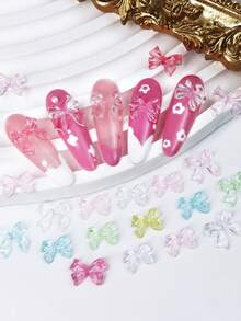 1 Box Jelly Transparent Bow Nail Art Decorations, Multiple Styles Bows Spring/Summer Nail Art Decor, Kawaii Nail Art Accessories, Y2K Romantic Gentle Minimalist Style Bows Nail Art Supplies Accessories, Suitable For DIY Women's Nail Salon Design Decoration Nail Charms - Multicolor - View 5