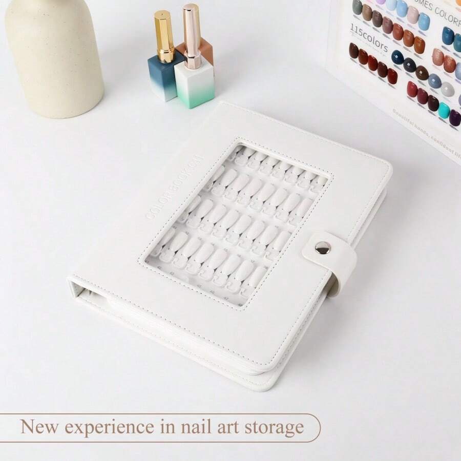 150pcs Nail Color Display Book With Detachable Non-Magnetic Nail Polish Cards, Detachable Stand, Suitable For Nail Salon Organization, Durable Lightweight Structure, Detachable Design For Easy Customization, Stable Non-Magnetic Fixing System