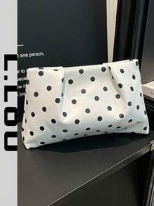 Tas Tangan Kecil Polkadot Chic untuk Wanita, Desain Niche Baru Musim Panas 2026, Clutch Kasual Mewah untuk Kantor dan Perjalanan - Putih - View 2