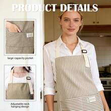 1pc Adjustable Kitchen Apron With Pockets, Striped Design, Unisex Chef Apron, Suitable For Kitchen, Gardening, Restaurant, BBQ, Coffee Shop - A - View 6