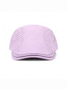 Topi Newsboy Berongga dan Bernapas, Warna Polos, Gaya Baru Musim Gugur/Dingin, Topi Beret Unisex, Topi Baseball Kasual Luar Ruangan - Sisi-sisi yang berongga - View 21