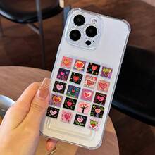[24h Shipping From DE/ES]Apple11-17 Samsung23-25Phone Case: 1 Transparent Card Holder, Creative Magnetic Card Case With Heart Doodles, Transparent Phone Case, Compatible With Apple Series, Soft Air Cushion Drop-Proof Case, Niche Artistic Style Protective Case, Card Slot DesignPhone Case Gift For Women Men Birthday Present - A - View 3