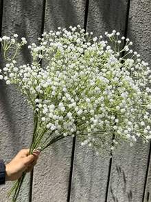 1/10/60/150/180朵白色人造滿天星花束，附塑膠花莖，適用於家居裝飾、桌面裝飾、DIY花藝布置、婚禮派對裝飾、房間裝飾、花卉裝飾，這些人造塑膠花非常適合桌面裝飾和花瓶布置，也非常適合婚禮派對、花園和臥室裝飾 - 白色 - 查看 2