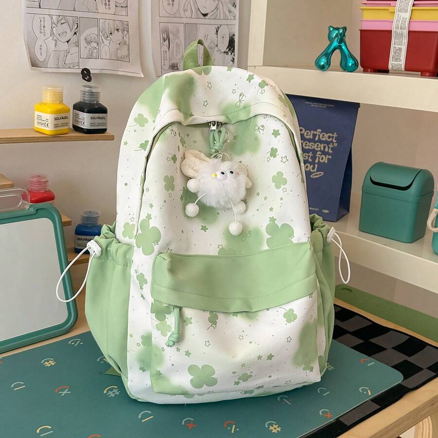 LECEY Mochila de gran capacidad para estudiantes de secundaria, preparatoria y universidad para mujeres - Verde - Ver 1