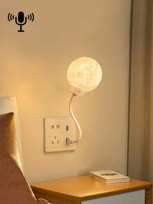 1pc Eid Mubarak Night Light, Smart Voice Control Small Night Light With 3 Lighting Modes, English Voice Control, Creative Plug-In Moon Lamp, USB Bedside Lamp With Timer, Eid Gift & Decor, Adapter Not Included - Multicolor - View 5