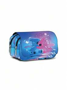 Stitch Multi-Function Compartment Pencil Case, Durable Fabric Storage For Brushes, Pencils, Erasers, Stationery Bag, Lightweight Portable Canvas Large Capacity Stationery Bag, Multi-Layer Storage Zipper Pencil Case, Practical For Middle And High School Students, Cute Cartoon Pencil Case, Highly Attractive Stationery Bag For Elementary Students, Large Capacity Zipper Pencil Storage Bag For Children - Multicolor - View 12