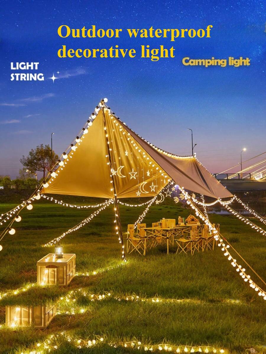 1pc Waterproof Colorful Lights Suitable For Outdoor Camping, Night Market Stalls, Neon Lights, Outdoor Yard, LED Bubble Ball Lights, Small Colorful Flashing Light String, Starry Party Decor Lights, Indoor Lighting - Constant Light + Flashing - View 1