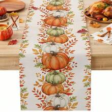 Fall Thanksgiving Pumpkin Maple Leaf Table Runner Party Decor Reusable Kitchen Dining Table Runner For Dresser Scarves,Wedding Holiday, Coffee Table,Autumn Decorations - Multicolor - View 12
