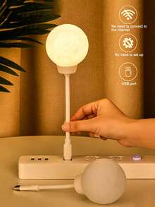 1pc Eid Mubarak Night Light, Smart Voice Control Small Night Light With 3 Lighting Modes, English Voice Control, Creative Plug-In Moon Lamp, USB Bedside Lamp With Timer, Eid Gift & Decor, Adapter Not Included - Multicolor - View 6