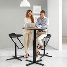 Bar Table,Round Dining Table With Height Adjustment,23.8-Inch Top, 41 Inch Adjustable Range, Comes With 4 Wheels, Ideal For Small Bar & Café, Rustic Brown - Rustic Brown - View 2