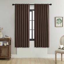 1 pieza/2 piezas Cortinas opacas de unicolor/Cortinas con bolsillo para barra/Cortinas con pestaña trasera/Cortinas con clip/Múltiples métodos de colgado/Cortinas opacas para habitación/Cortinas opacas con protección de privacidad y aislamiento térmico/Adecuadas para sala de estar, dormitorio, sala de estudio/Cortinas de color marrón oscuro - marron oscuro - Ver 32